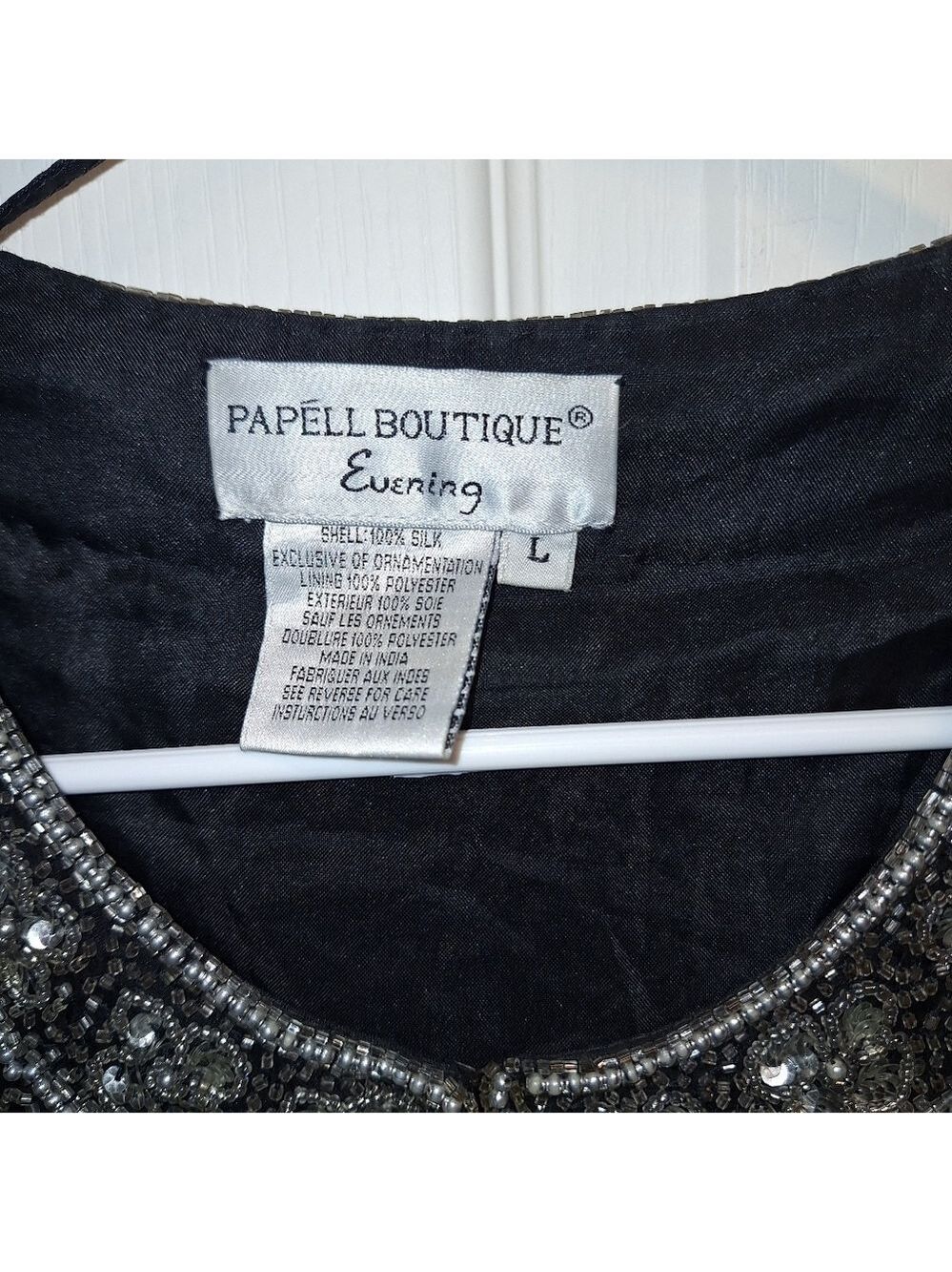 Papell Boutique Black Silver Beaded Blazer Jacket Large - Picture 3 of 8